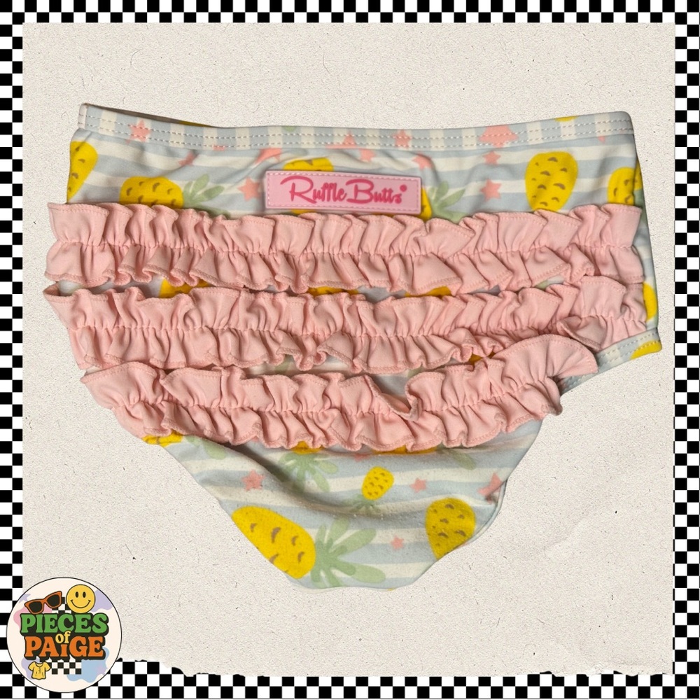 RuffleButts Girls Pineapple Ruffle Swim Bottoms 3T
